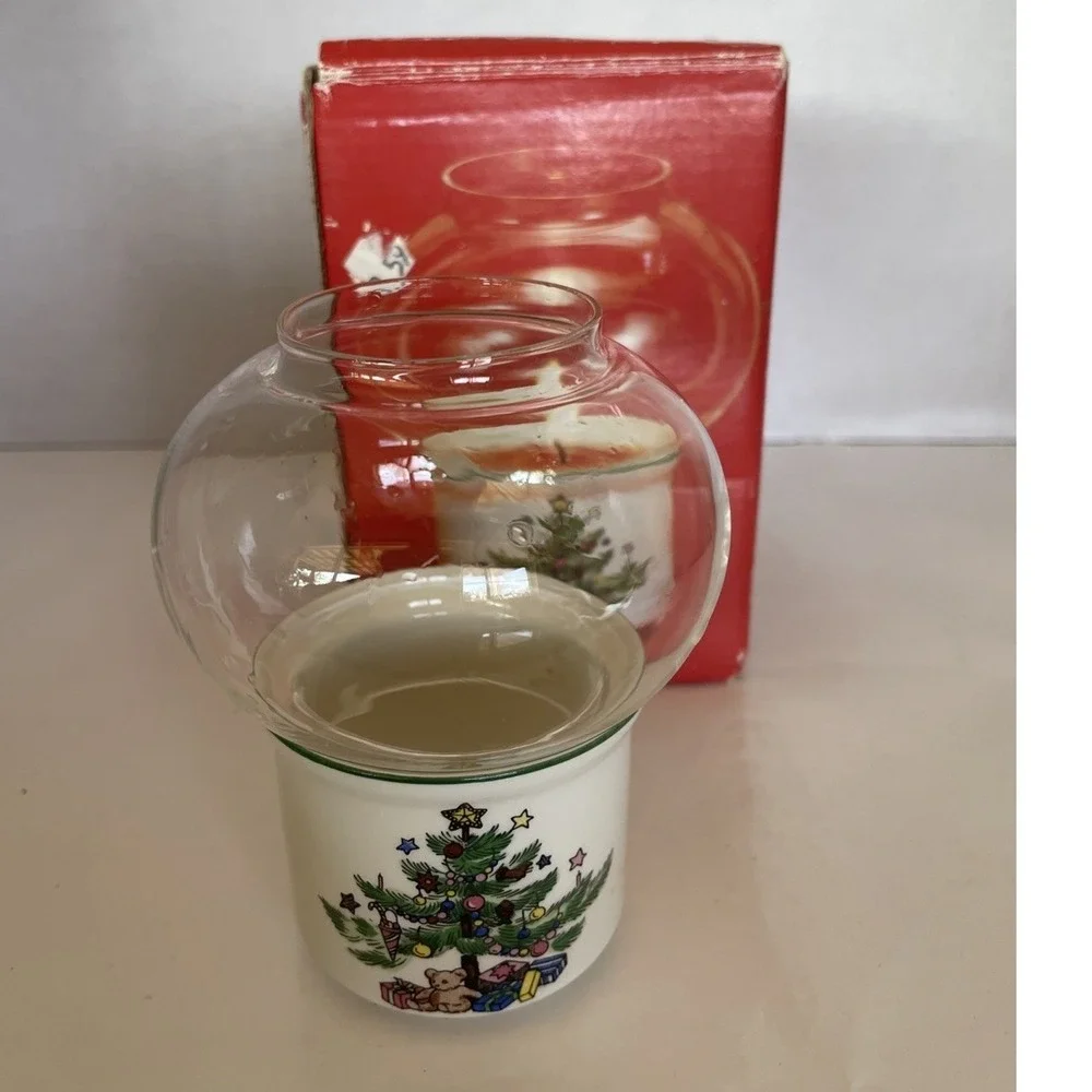 Nikko Christmastime Mini Candle Lamp Cerami Christmas Tree Hurricane Globe Japan